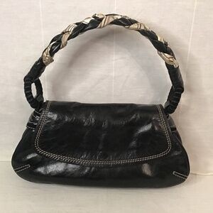 Francesco Biasia Elegant Vintage Leather Handbag Satchel w/ White Stitching,